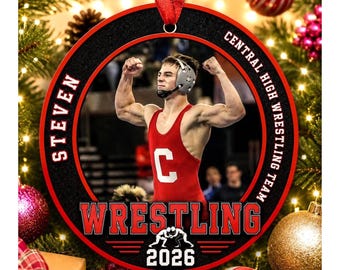 Wrestling Ornament, Personalized Wrestling Ornament, Holiday, Photo Ornament, Christmas, Wrestling Keepsake, Wrestling