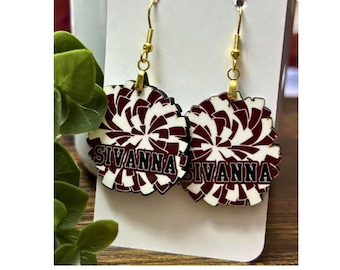 Dance Earrings, Cheer mom Earrings, Custom Color Earrings, Pom Pom Earrings, Cheerleader Gift, Cheerleading Earrings, Game Day Earrings