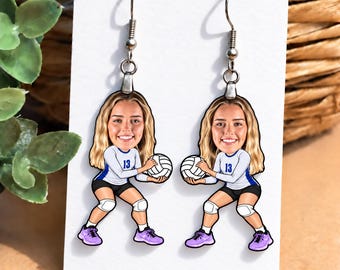Volleyball Earrings, Personalized Volleyball Earrings, Volleyball mom, High School Volleyball Earrings, School Spirit