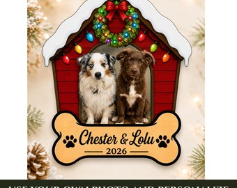 Dog Ornament, Personalized Pet Ornament, Dog House Ornament, Pet Photo Ornament, Custom Pet Ornament