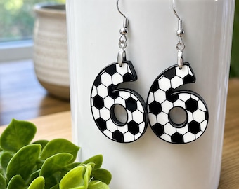 Soccer Earrings, Personalized Soccer Earrings, Soccer Mom Earrings, Soccer Mom Earrings, player number earrings, Team, Earrings
