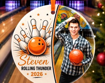 Bowling Ornament, Custom Bowling Ornament, Bowling Photo Ornament, Bowling League Gift, Bowling Tournament Keepsake