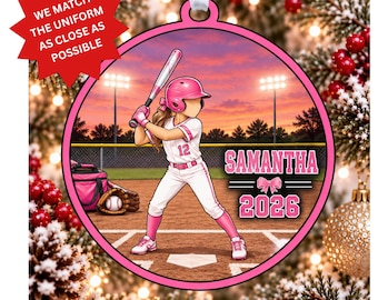 Baseball Ornament , Personalized Softball Ornament, Personalized Baseball Ornament, School Ornament, Christmas Ornament, Little League