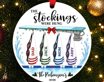 Swim Family Ornament, Swimming Family Ornament, Swim Family Christmas Gift 2025, Stocking Ornament, Swimming Ornament, Swim Ornament