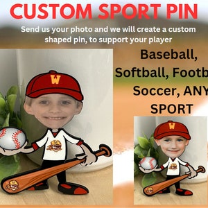 Custom Sport Pin, Football, Baseball, Softball Volleyball, High School