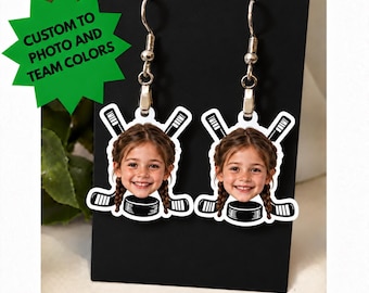 Hockey Earrings , Ice Hockey Earrings - Necklace, Puck Earrings, Hockey Mom, Hockey Player, Winter Sport team, Hockey Jersey