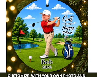 Golf Ornament, personalized Golf ornament, Personalized Golf Christmas Ornament, | Custom Golf Tree Decoration | Golfing Photo Ornament
