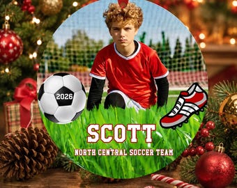 Soccer Ornament, Personalized Soccer Ornament, Personalized Photo Ornament, Keepsake Ornament, Christmas Ornament, Holiday, Soccer Keepsake