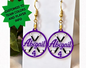 Hockey Earrings , Ice Hockey Earrings - Necklace, Puck Earrings, Hockey Mom, Hockey Player, Winter Sport team, Hockey Jersey
