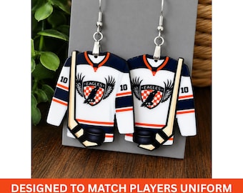 Hockey Earrings , Ice Hockey Earrings - Necklace, Puck Earrings, Hockey Mom, Hockey Player, Winter Sport team, Hockey Jersey