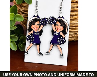 Cheerleader Earrings, Dance Earrings, Photo Cheerleader Earrings, Pom Pom Earrings, Dance Earrings, Cheerleader, Megaphone , Earrings, Game