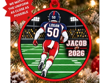 Football Ornament, Personalized Football Ornament, High School Ornament, Christmas Ornament, Holiday, Keepsake