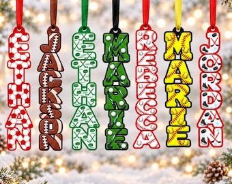 Name Ornament, Sport Ornament, Personalized Sport Ornament, Football basketball baseball softball hockey Christmas gift, Christmas ornament