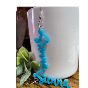 Acrylic Name Earrings, Personalized Earrings, Custom Wood Earrings, Wood Earrings