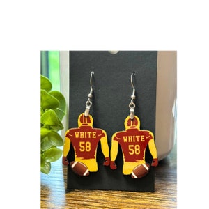Football earrings, Personalized Football Earrings, football mom, custom football earrings, Team Spirit Earrings, Homecoming, Football mom