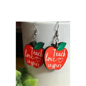 Apple Earrings, Personalize Earrings, Teacher Gift, Teacher, Back to School, New Teacher Earrings, Apple, Teacher, Earrings