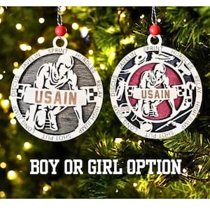 Track Ornament, Track Field, Engraved Ornament, Wood Ornament, Swim Team, Christmas, Track Gift, Track Field Keepsake, High School Track
