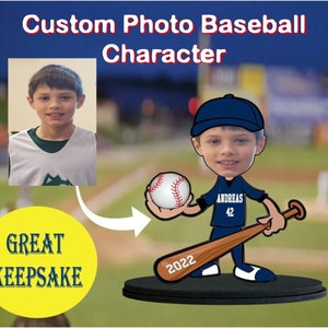 Baseball Photo Stand, Cake Topper,lBaseball Bobblehead style, Custom Caricature / Baseball Coach Gifts / Baseball Player