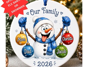Family Ornament, Personalized Family Ornament, Santa Family Ornament, Elf Family Ornament, Snowman Family Ornament, Funny Ornament