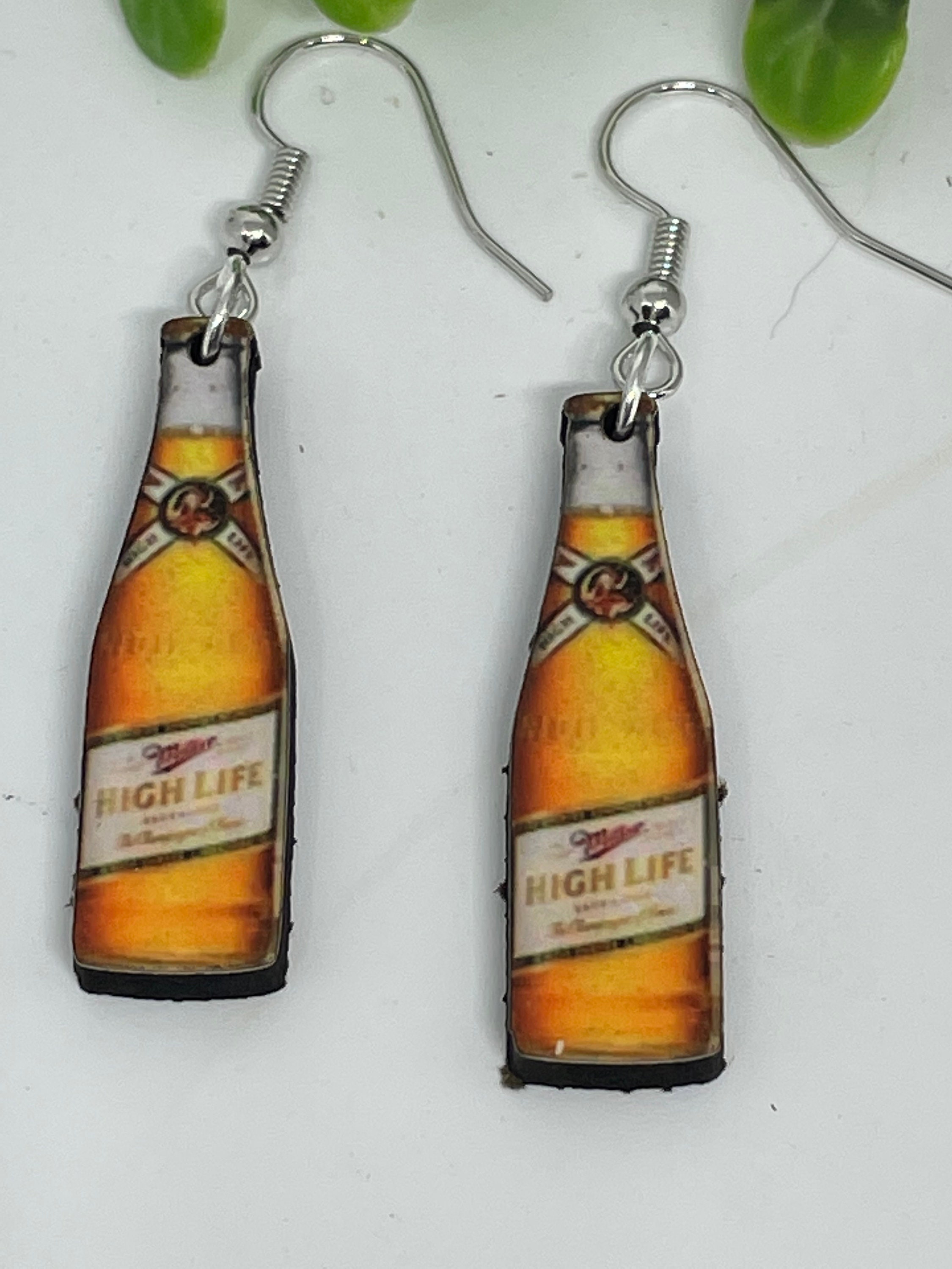 BEER Custom Fun Earring Single or Double Sided Dangle Stud Etsy