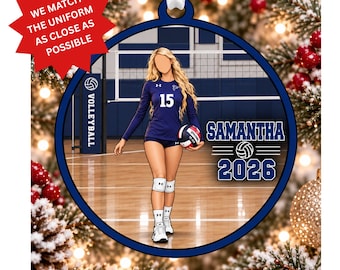 Volleyball Ornament, Personalized Volleyball ornament, Christmas Ornament, Holiday, high school volleyball Personalized Ornament