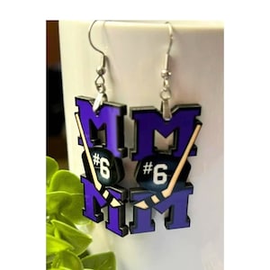Hockey Mom Earrings, Hockey Earrings, Custom Word Earrings, High School Sport Earrings, Sport Earrings, Hockey, Goalie, Earrings