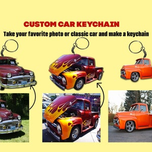 Custom Personalized Keychain, Classic Car keychain, Muscle Car Keychain, Truck keyhain,  Car enthusiast keychain
