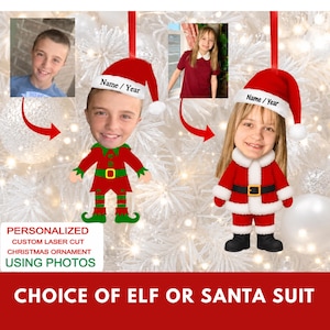 Elf Ornament, Personalized Elf Ornament, Santa Ornament, Personalized Santa Ornament, Elf Boy, Elf Girl, Elf Earring Personalized Ornament