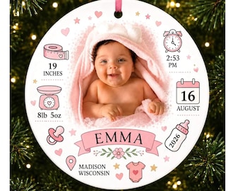 Birth Stat Ornament, Birth Ornament, New Baby First Christmas Ornament Newborn Keepsake Gift Ornament Baby Announcement