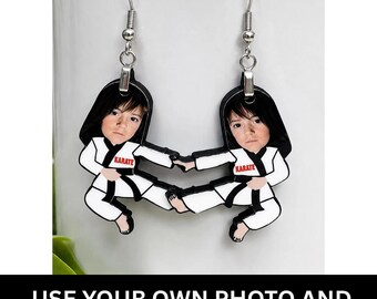 Karate Earrings, Personalized Karate Earrings, martial arts Earrings, Karate Mom Earrings, Karate Gift