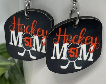 Customized Hockey Earring, Laserr Cut Earrings, Hockey Earring,  Puck Earring, Hockey mom, team spirit earrings, Hockey,