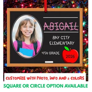 School ornament, Personalized School Ornament, School Photo Ornament, Christmas Ornament, Holiday Ornament, School Ornament, Photo Ornament