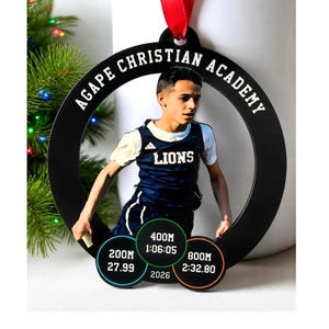 RUNNING ORNAMENT, Personalized Runner Ornament, Photo Running Gifts, MARATHON Ornament, 5K, 10K, Half Marathon, Cross Country Ornament