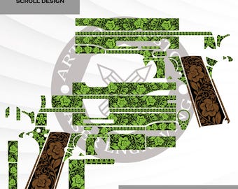 Colt 1911 scrollgravureontwerp, laserklaar SVG-bestand
