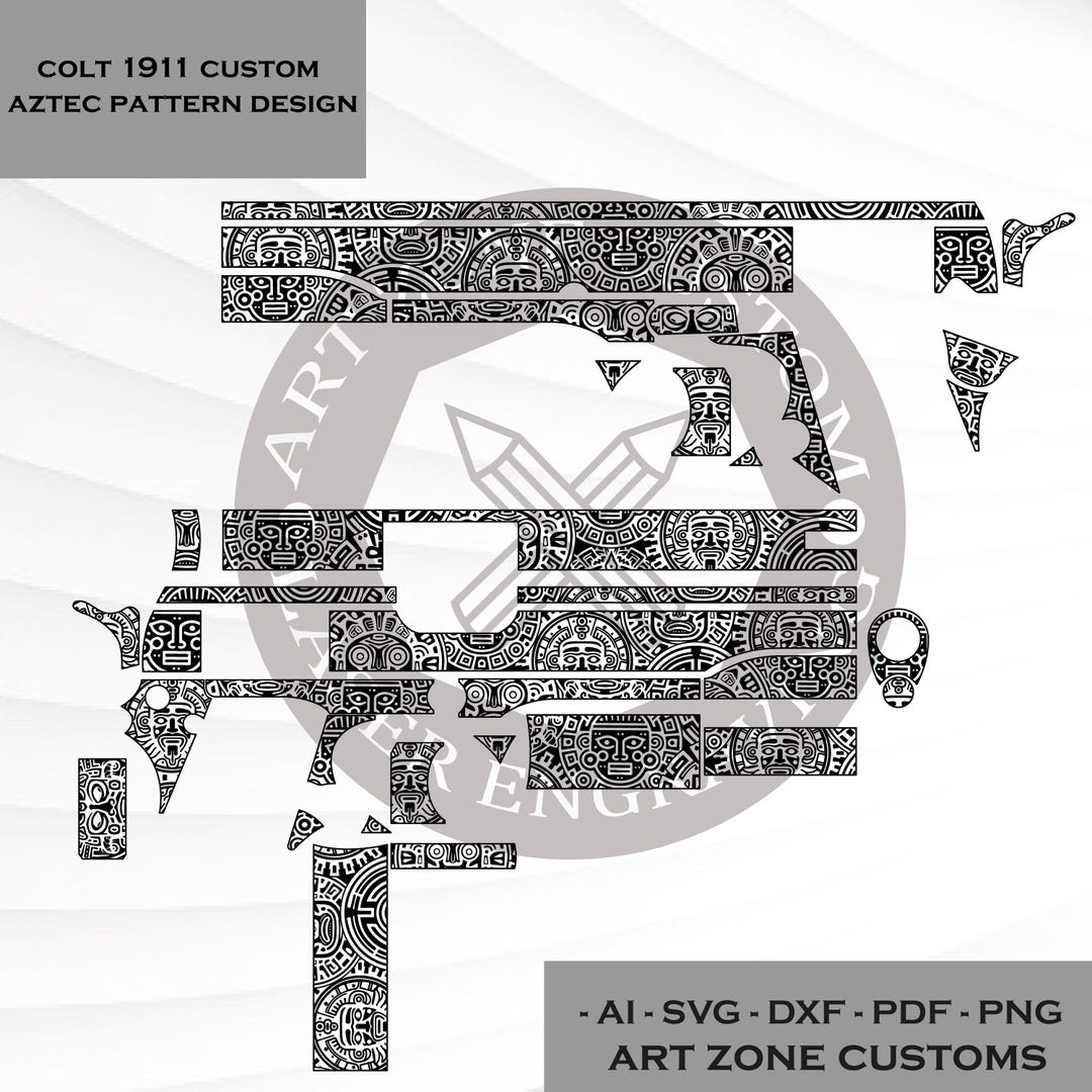 Colt 1911 Custom Pattern Desing , Scrollwork , Svgfile , Lasertag ...