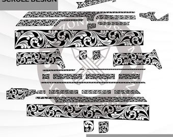 AK 47-rolontwerp, rolwerk, svg-bestand, lasertag, lasermarkeerbestand, lasersnijden, klaar voor Ezcad, voor lasergravure.