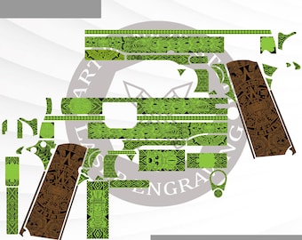 Colt 1911 Govt 38 Super Azteekse gravure (svg, ai, dxf, png)