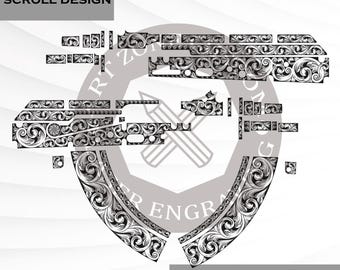 Draco AK 47 ontwerp met scrollgravure, laserklaar SVG-bestand