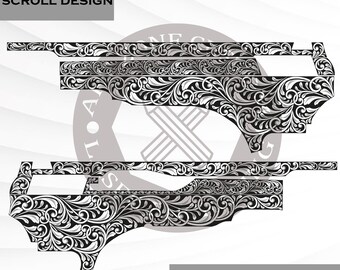 CZ 75 B Svg-scrollontwerp, rolwerk, svg-bestand, lasertag, lasermarkeerbestand, lasersnijden, klaar voor Ezcad, voor lasergravure.