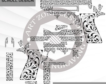 Walther Ppks Svg Scroll Design, scrollwork, Svg-bestand, lasertag, lasermarkeerbestand, lasersnijden, klaar voor Ezcad, voor lasergravure.