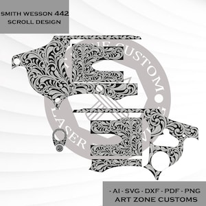 Smith Wesson 442 Svg Scroll Design , scrollwork , SvgFile , LaserTag , LaserMarking File , Lasercutting , Ezcad Ready , For Laser Engraving