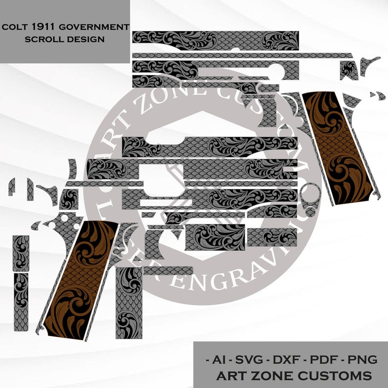 Colt Graphics Colt 1911 Svg Gomernment , Scroll Design , Scrollwork , Svgfile ...