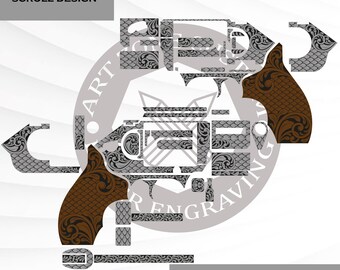 Kimber K6s DCR 2 in rolontwerp, rolwerk, svg-bestand, lasertag, lasermarkeerbestand, lasersnijden, klaar voor Ezcad, voor lasergravure.