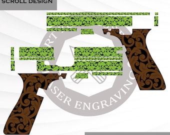 Glock 17 gen. 3 ontwerpbestand met scrollgravure (SVG, AI, DXF)