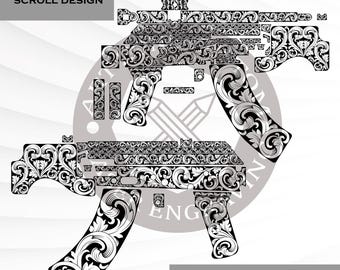 Mini Draco AK 47 SVG-scrollontwerp, rolwerk, SVG-bestand, lasertag, lasermarkeerbestand, lasersnijden, klaar voor Ezcad, voor lasergravure