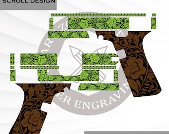 Glock 43X Svg Scroll Design, Svg-bestand, Custom Art, Lasercutting-bestand, Ezcad klaar voor lasergravure.