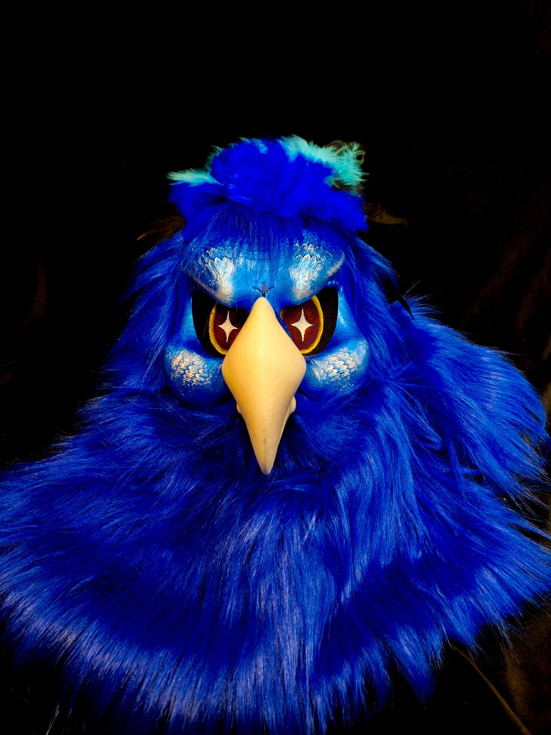 Eagle Mask Full Overhead White Latex with Imitation Fur