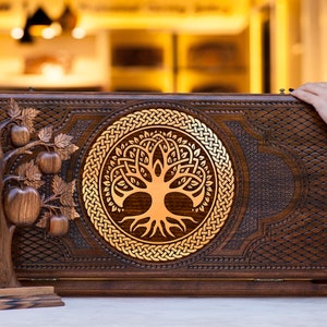 BACKGAMMON SET - Stamboom / Gepersonaliseerd cadeau voor grootvader / Beste cadeau voor opa 2022 / Gratis snelle express verzending