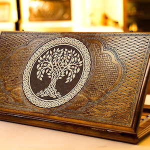 Wooden Backgammon Board, Carved Backgammon Tree of Life, Handmade Backgammon Set / Best Christmas Gift Personalized / All Sizes