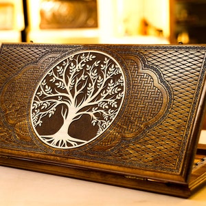 Backgammon Tree / Wood Backgammon Set with Checkers Board / Personalized Gift / All Sizes / Full Set / Free Fast Shipping